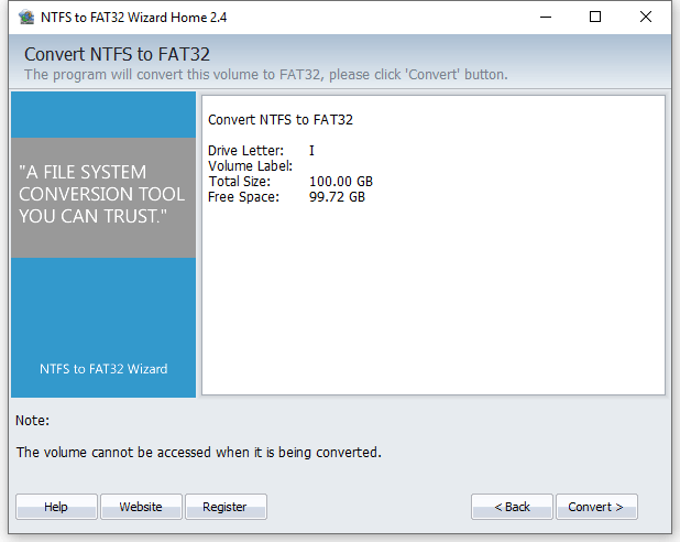 how to convert ntfs to fat32 without formatting